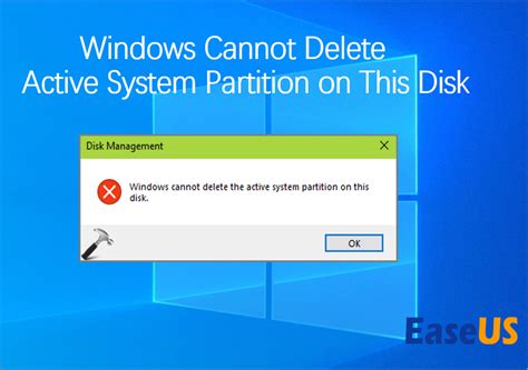 Windows cannot delete the active system partition on this disk